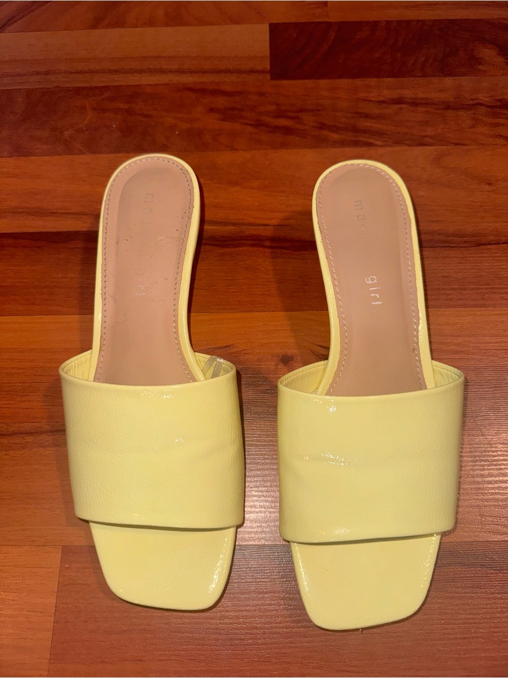 Madden Girl Butter Yellow Patent Kitten Heels/Mules